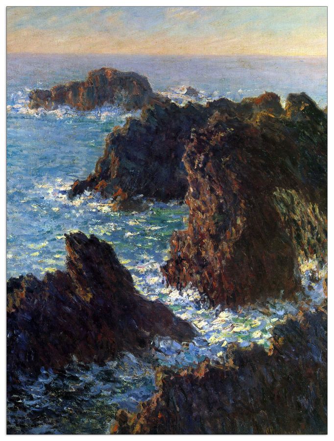 Monet Claude - Rocky peaks at the Belle-Ile, Decorative MDF Panel (90x120cm)
