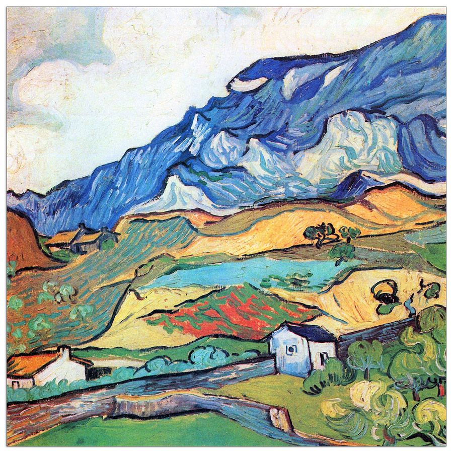 Van Gogh Vincent - Les Alpilles, a mountain landscape near Saint-ReÌmy, Decorative MDF Panel (70x70cm)