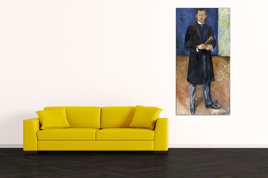 Munch Edvard - Portrait with brushes, Decorative MDF Panel (70x140cm)