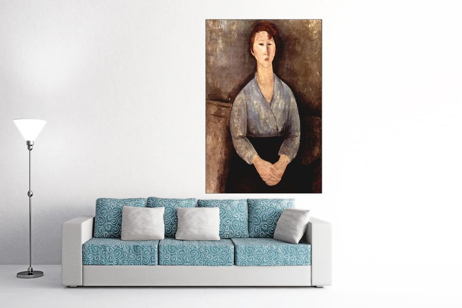 Modigliani Amedeo - Sitting woman with blue blouse, Decorative MDF Panel (90x135cm)