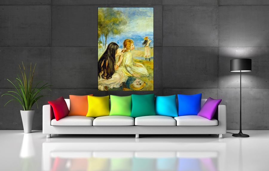 Renoir Pierre-auguste - Girls by the Seaside, Decorative MDF Panel (90x135cm)