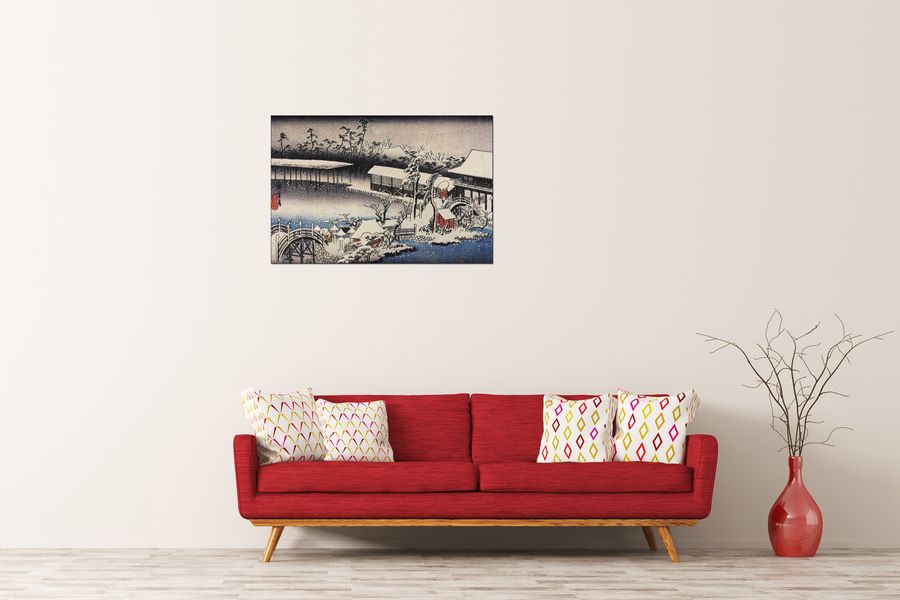 Hiroshige Utagawa  - Temple complex in the snow, Decorative MDF Panel (90x60cm)