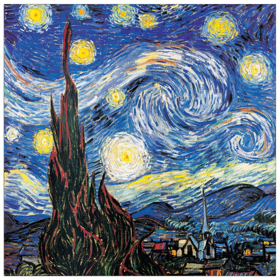 Van Gogh - Notte Stellata Detail, Decorative MDF Panel (30x30cm)