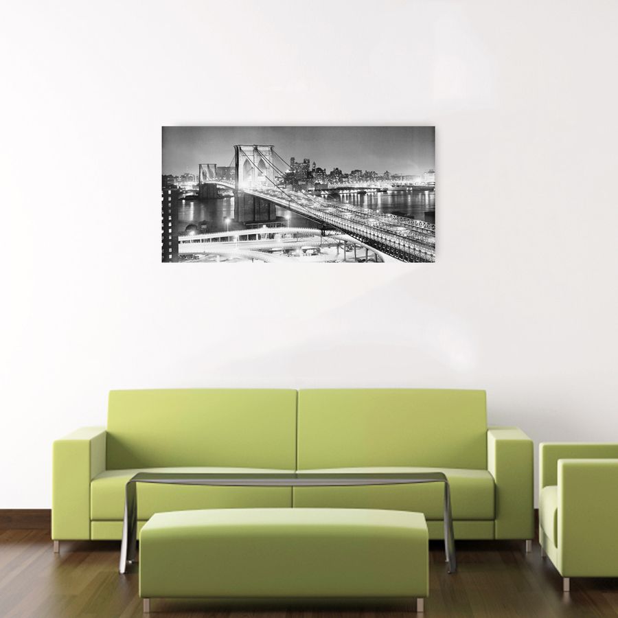 Gendreau - Brooklyn Bridge At Night, Decorative MDF Panel (140x70cm)