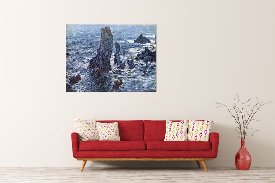 Monet Claude - Rocks on Belle-Ile (The needles of Port-Coton), Decorative MDF Panel (120x90cm)