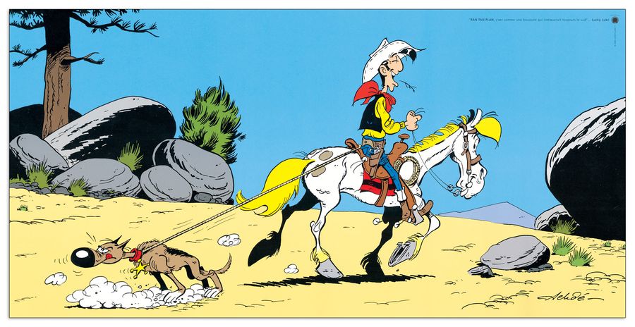 Achde - Lucky Luke E Ran Tan Plan, Decorative MDF Panel (100x50cm)