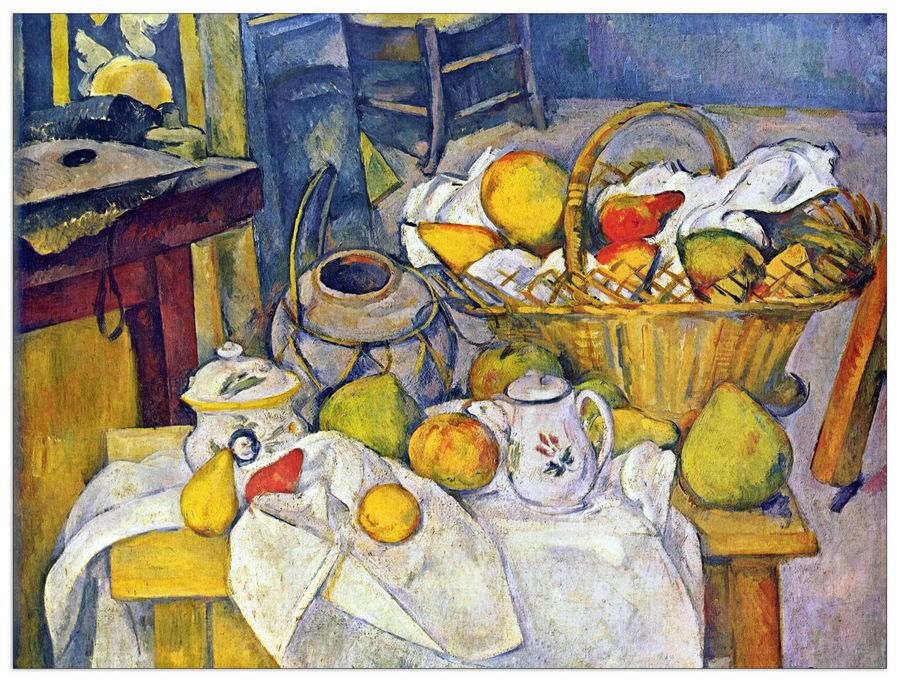 Cezanne Paul - Still Life with Fruit Basket, Decorative MDF Panel (80x60cm)