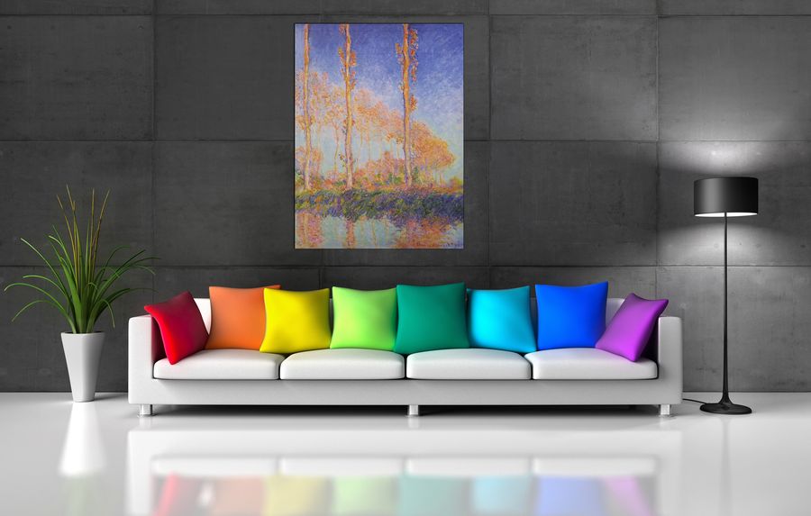 Monet Claude - Poplars at Philadelphia, Decorative MDF Panel (90x120cm)