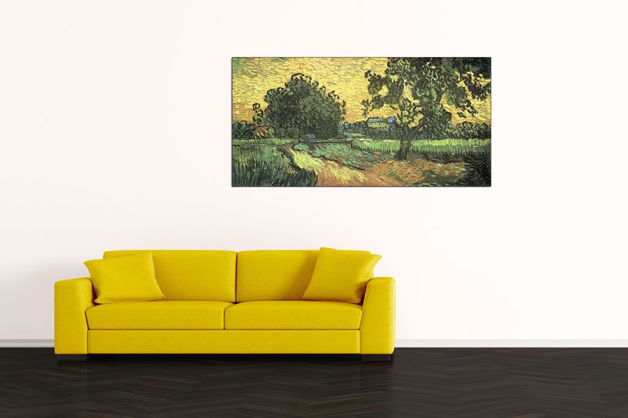 Van Gogh Vincent - Landscape with Castle Auvers at Sunset , Decorative MDF Panel (140x70cm)