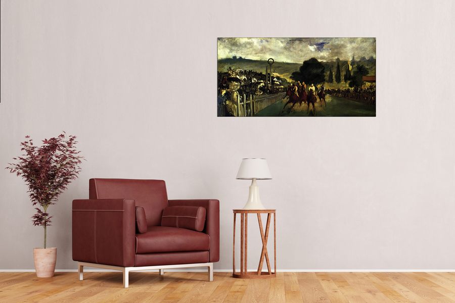 Manet Édouard - Race at Longchamp , Decorative MDF Panel (100x50cm)