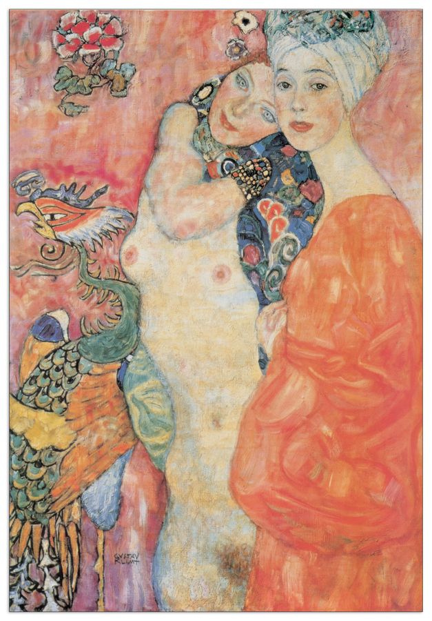 Klimt - Die Freudinnen, Decorative MDF Panel (69x100cm)