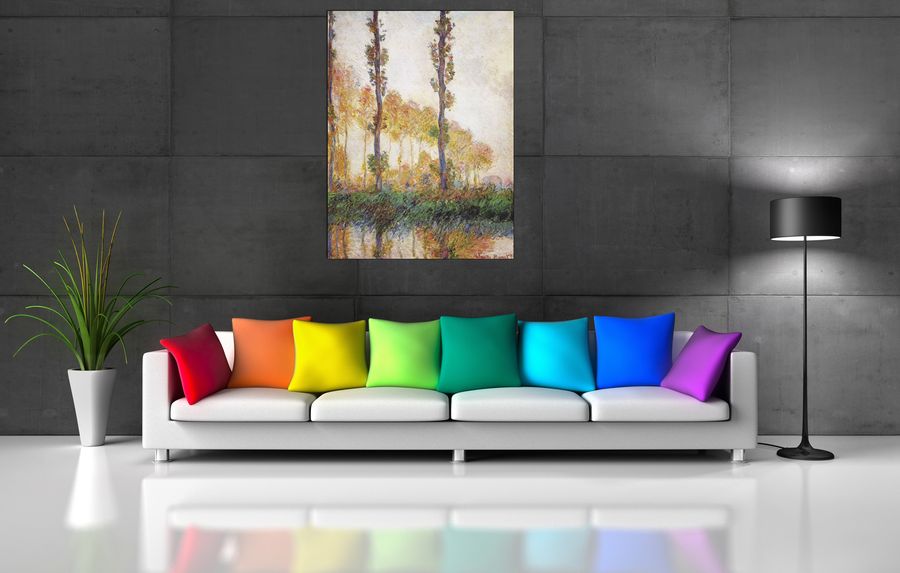 Monet Claude - Poplars in Autumn II, Decorative MDF Panel (90x120cm)