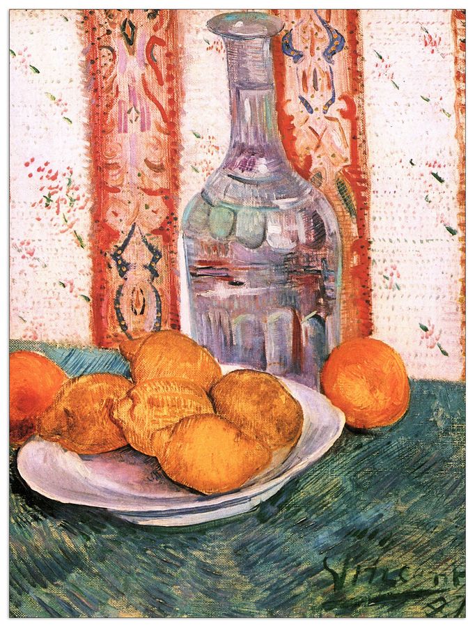 Van Gogh Vincent - Still life with bottle and lemons on a plate, Decorative MDF Panel (60x80cm)