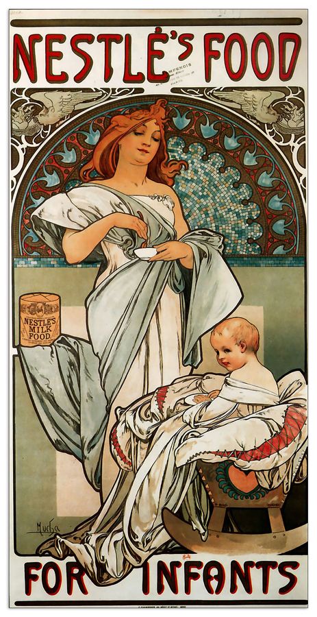 Mucha Alphonse - Nestle, Decorative MDF Panel (50x100cm)