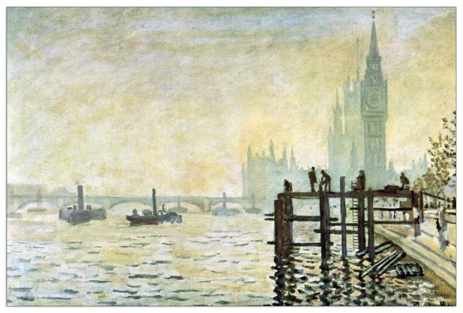 Monet Claude - Westminster Bridge in London , Decorative MDF Panel (135x90cm)