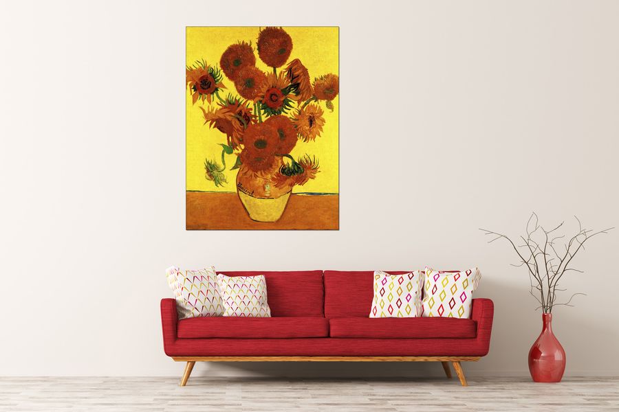 Van Gogh Vincent - Still Life Vase with Fifteen Sunflowers III, Decorative MDF Panel (90x120cm)