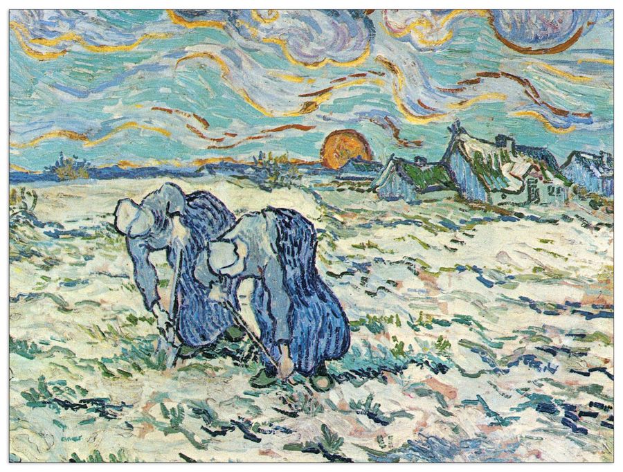 Van Gogh Vincent - Two digging a grave in the snow , Decorative MDF Panel (80x60cm)