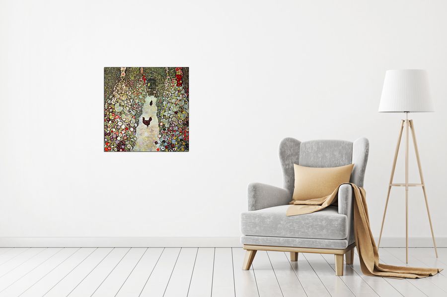 Klimt Gustav - Garden Path with Chickens, Decorative MDF Panel (50x50cm)