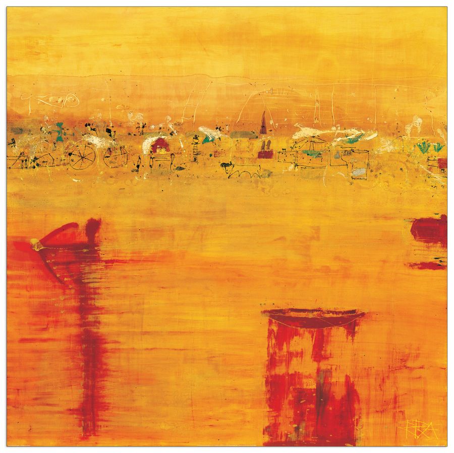 Richter - Armgart - Orange Landscape, Decorative MDF Panel (100x100cm)