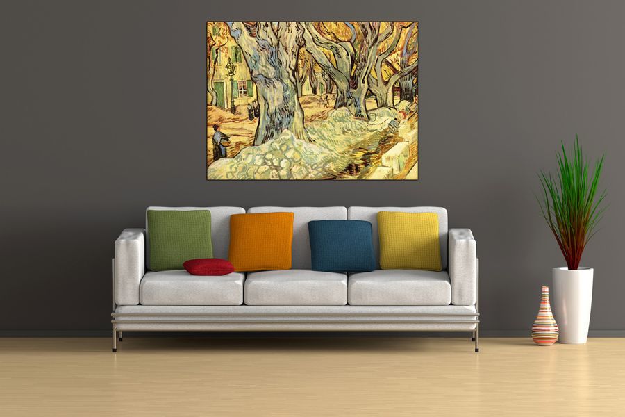 Van Gogh Vincent - Road workers on the Boulevard Victor Hugo in Saint-ReÌmy, Decorative MDF Panel (120x90cm)