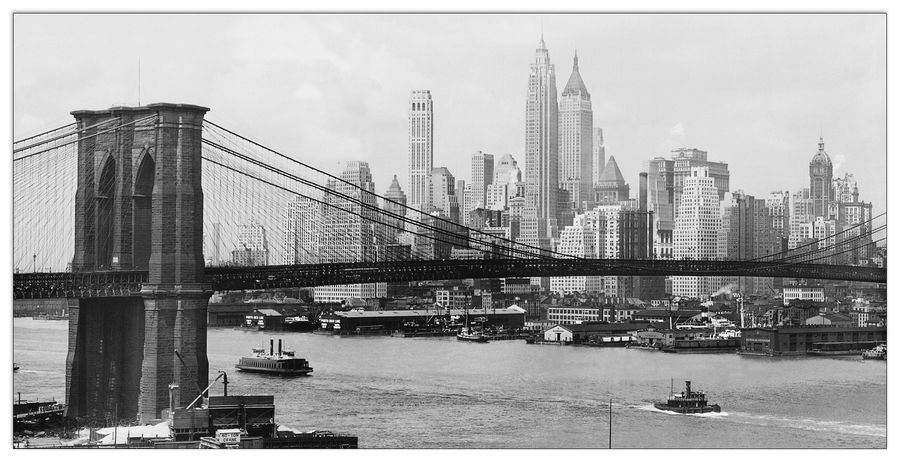Gendreau - Manhattan Skyline And Brooklyn Bridge, Decorative MDF Panel (140x70cm)