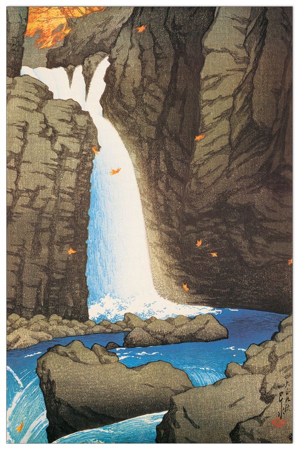 Hasui - Yuki Falls At Shiobara, Decorative MDF Panel (45x69cm)