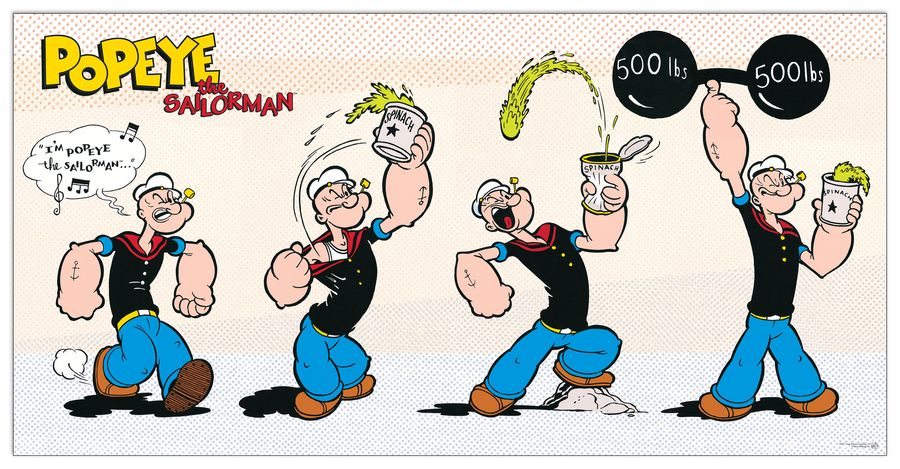 Segar - Popeye Eats Spinach, Decorative MDF Panel (138x70cm)