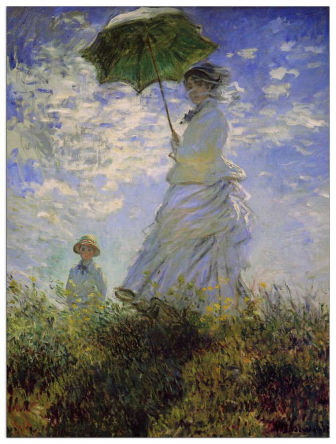 Monet Claude - Woman with a parasol, Decorative MDF Panel (90x120cm)