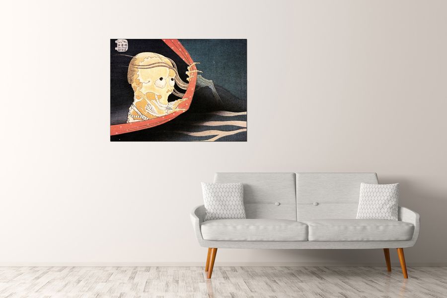 Hokusai Katsushika  - Weird Skeleton, Decorative MDF Panel (120x90cm)