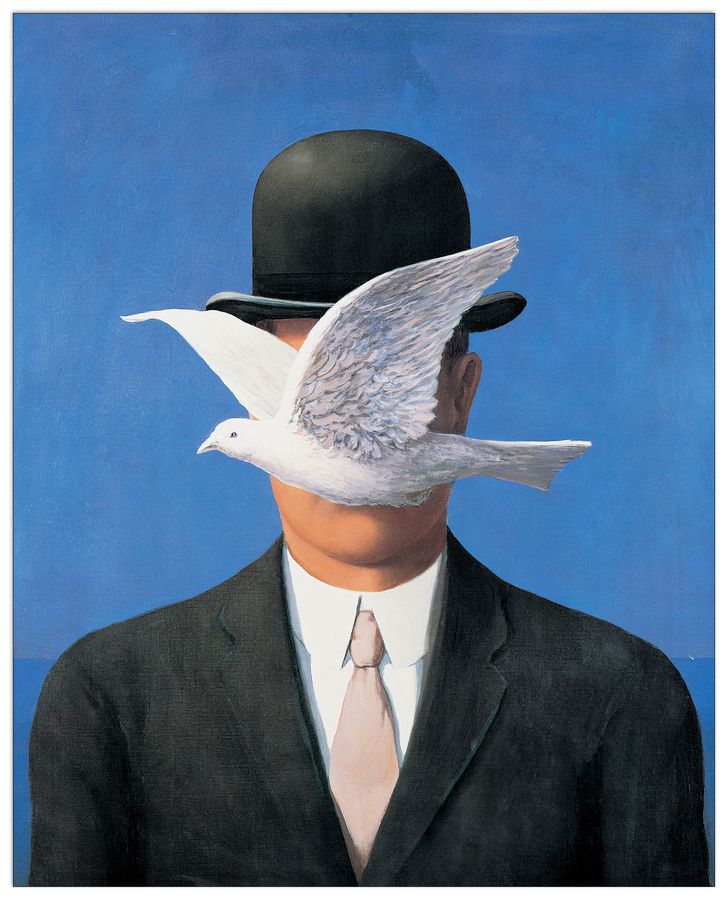 Magritte - L'Homme au Chapeau, Decorative MDF Panel (50x70cm)