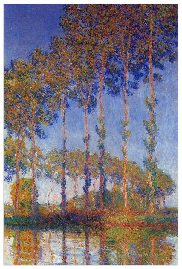 Monet Claude - Poplars in the Epte, sunset, Decorative MDF Panel (60x90cm)