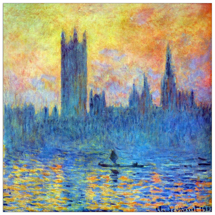 Monet Claude - London Parliament in Winter, Decorative MDF Panel (50x50cm)