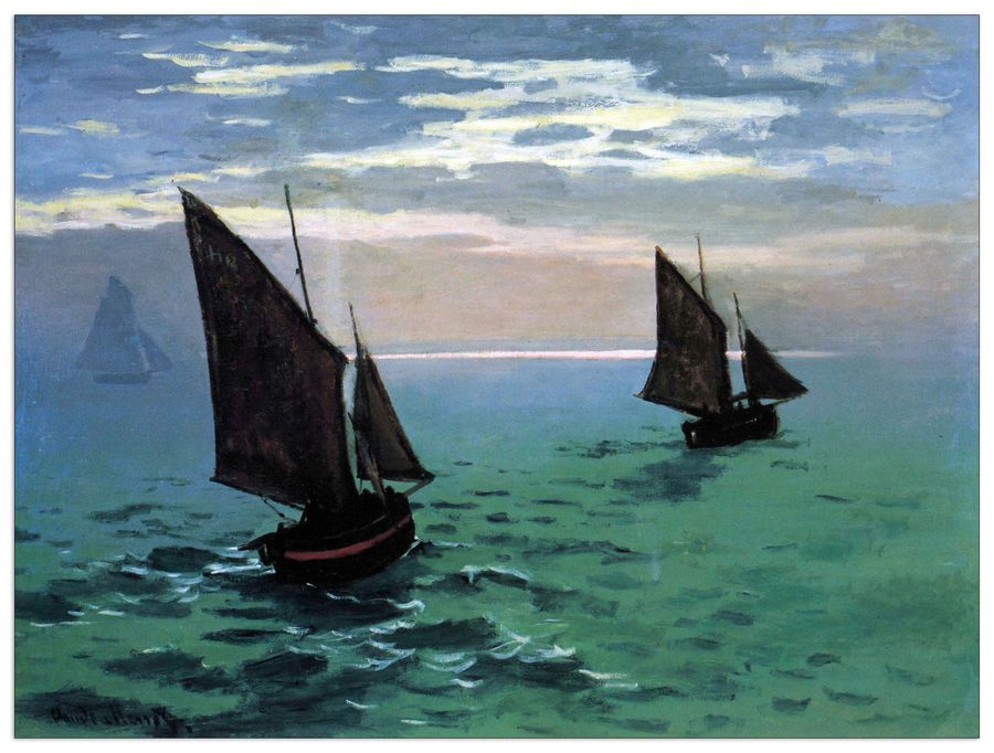 Monet Claude - Le Havre - exit the fishing boats from the port, Decorative MDF Panel (80x60cm)