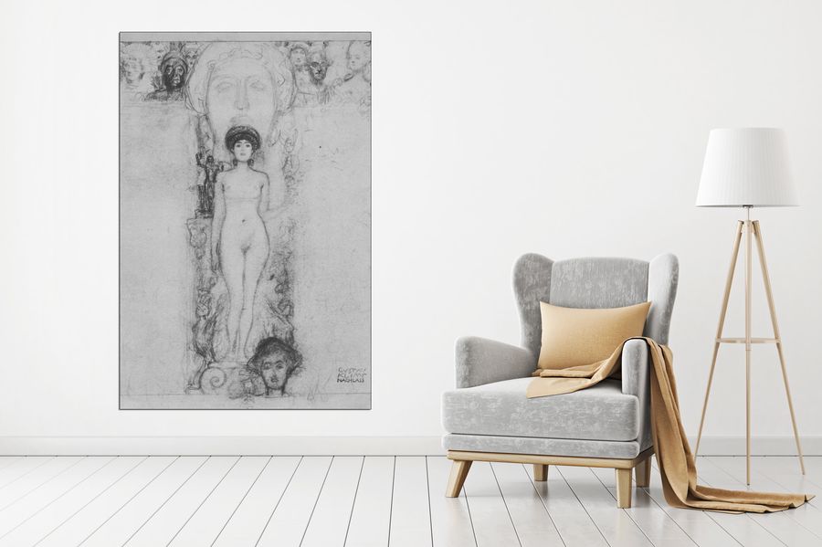 Klimt Gustav - Allegory of Sculpture, Decorative MDF Panel (90x135cm)