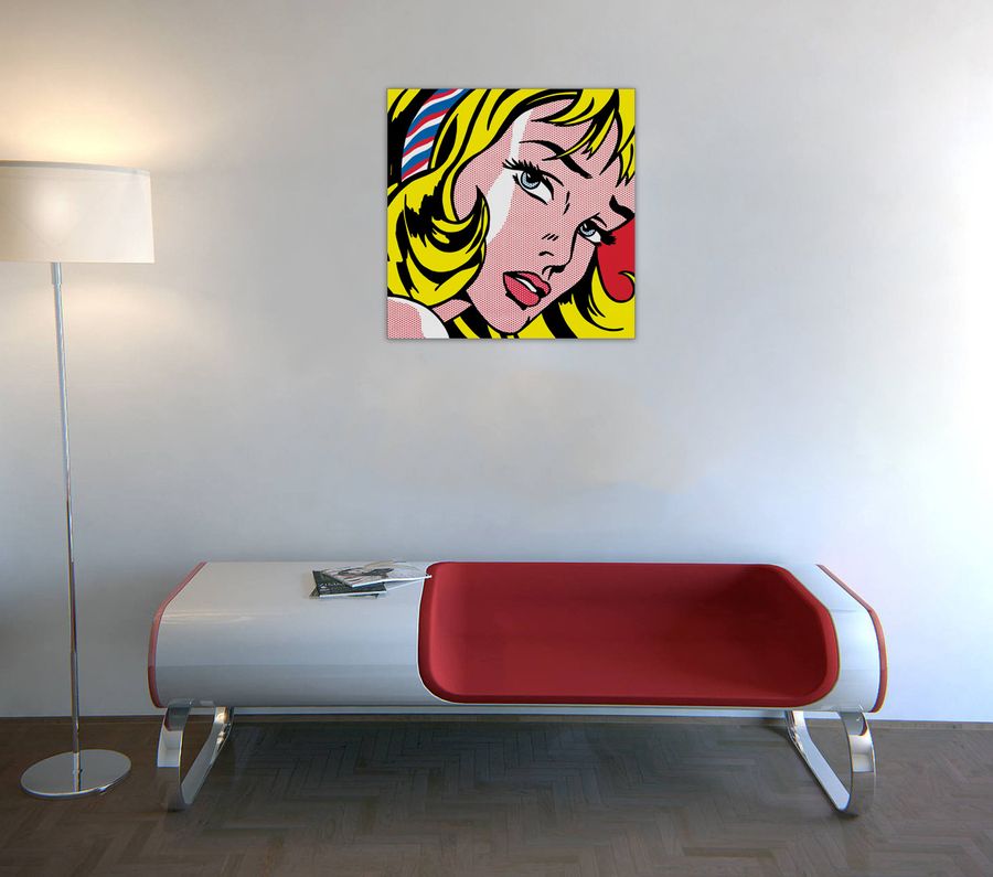 Lichtenstein - Girl With Hair Ribbon, 1965, Decorative MDF Panel (60x80cm)