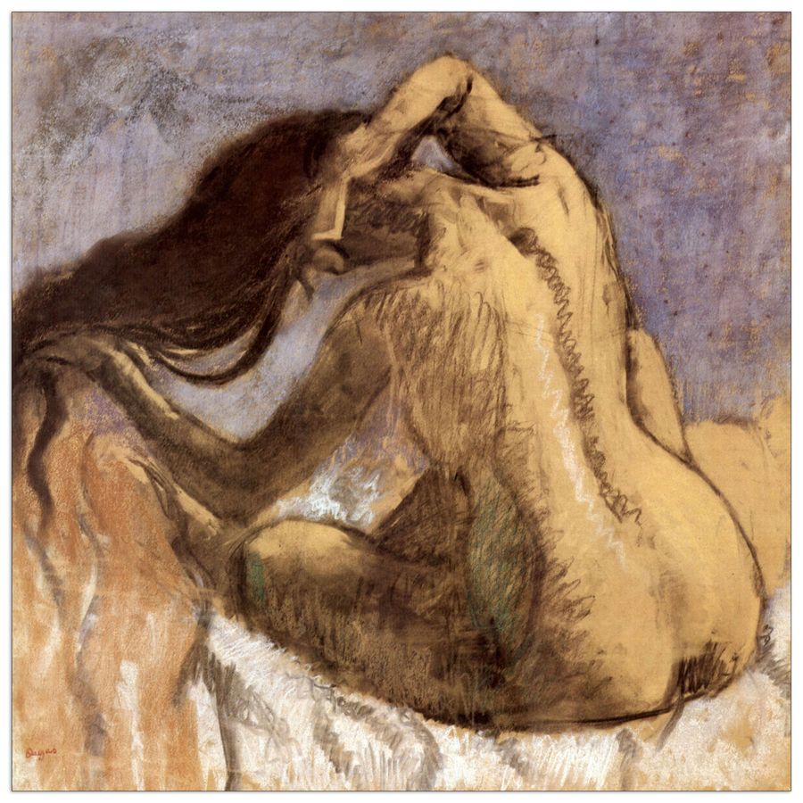 Degas Edgar - Female combing hair, Decorative MDF Panel (70x70cm)