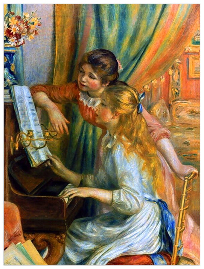 Renoir Pierre-auguste - Girls at the Piano, Decorative MDF Panel (60x80cm)