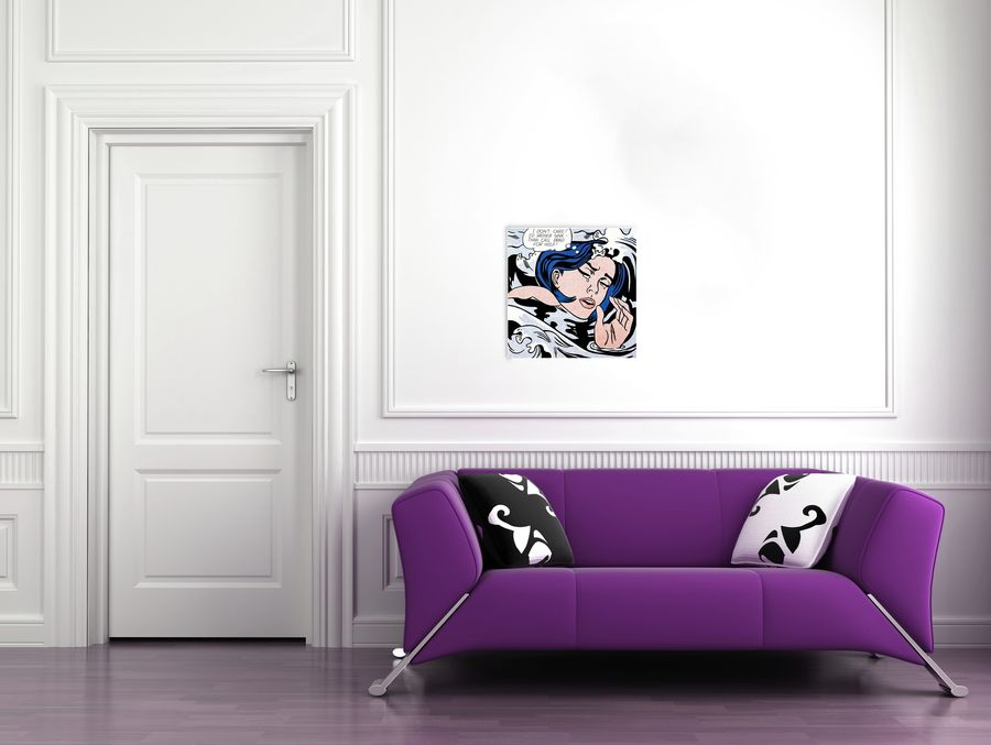 Lichtenstein - Drowning Girl, Decorative MDF Panel (58x68cm)
