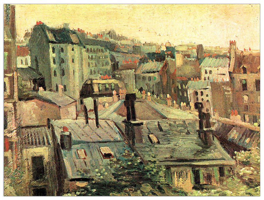 Van Gogh Vincent - Overlooking the rooftops of Paris , Decorative MDF Panel (80x60cm)