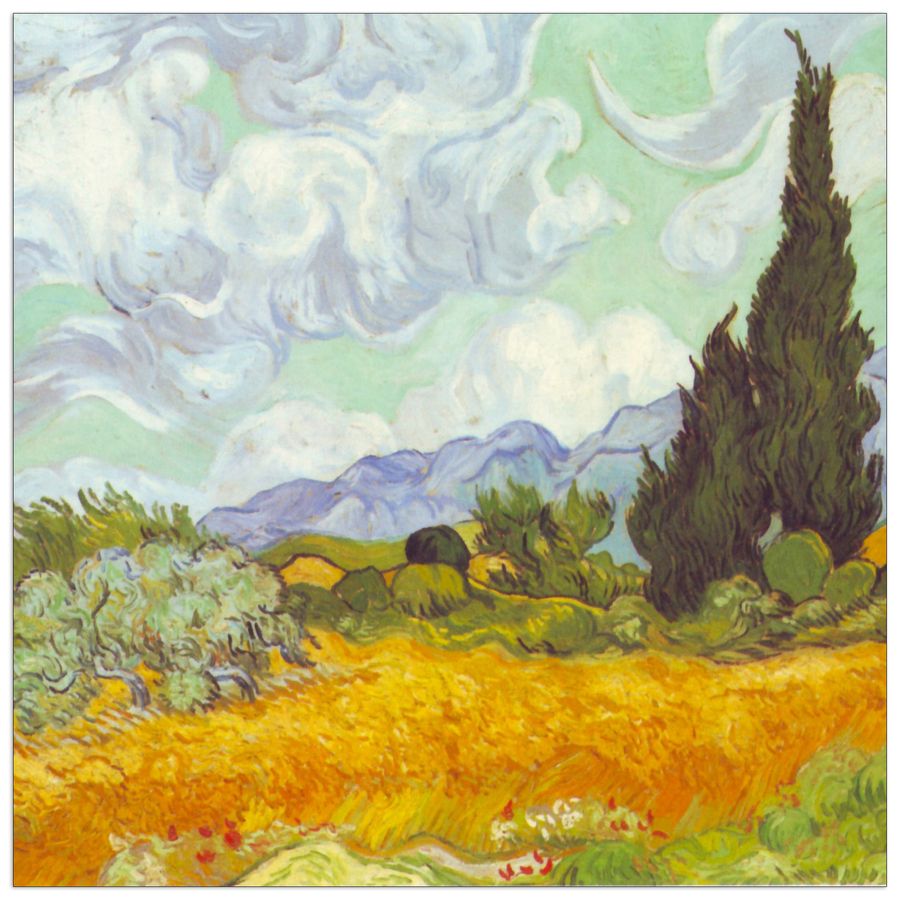 Van Gogh Vincent - Cornfield with Cyprusses, Decorative MDF Panel (30x30cm)