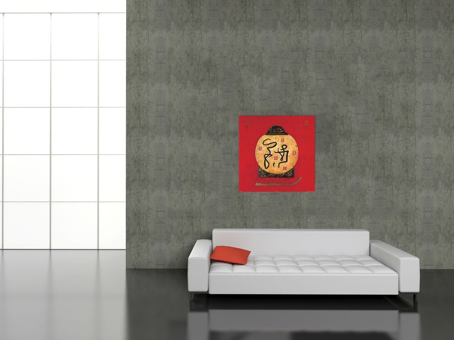Thiry - Red Lotus I, Decorative MDF Panel (70x70cm)