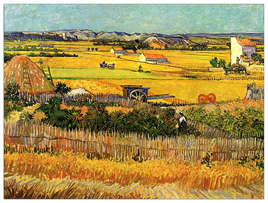 Van Gogh Vincent - Harvest at La Crau with Montmajour in the Background, Decorative MDF Panel (80x60cm)