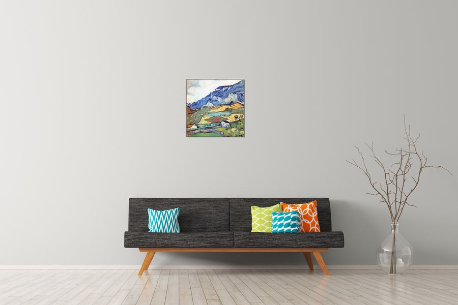 Van Gogh Vincent - Les Alpilles, a mountain landscape near Saint-ReÌmy, Decorative MDF Panel (30x30cm)