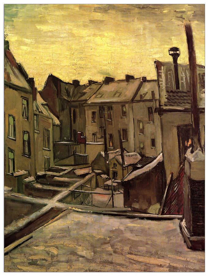 Van Gogh Vincent - Backyards of Old Houses in Antwerp in the Snow, Decorative MDF Panel (60x80cm)