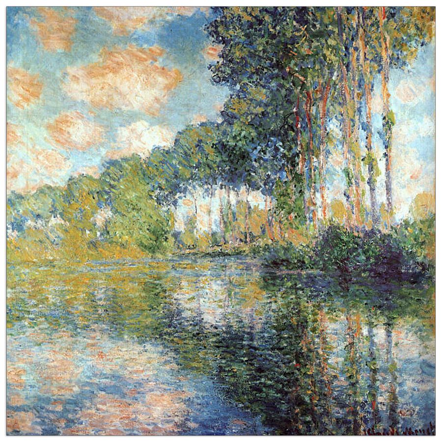 Monet Claude - Poplars on the Epte, Decorative MDF Panel (30x30cm)