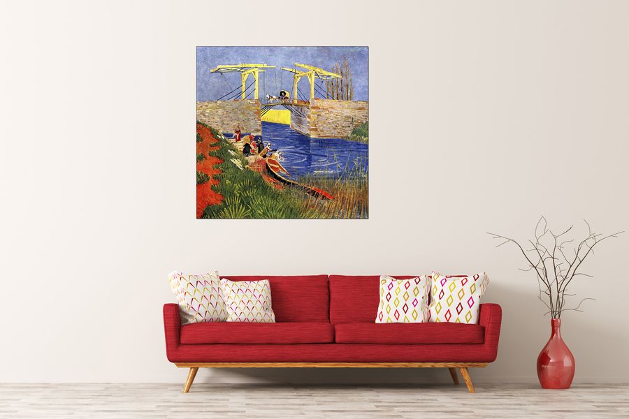 Van Gogh Vincent - The Langlois Bridge at Arles with Women Washing, Decorative MDF Panel (100x100cm)