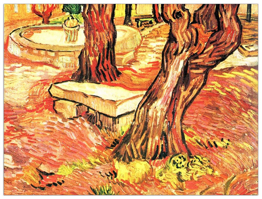 Van Gogh Vincent - Stone bench in the garden of the hospital of Saint-Paul, Decorative MDF Panel (120x90cm)