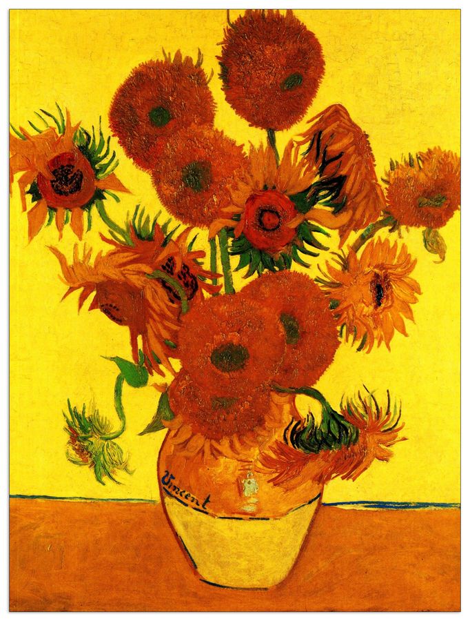 Van Gogh Vincent - Still Life Vase with Fifteen Sunflowers III, Decorative MDF Panel (90x120cm)