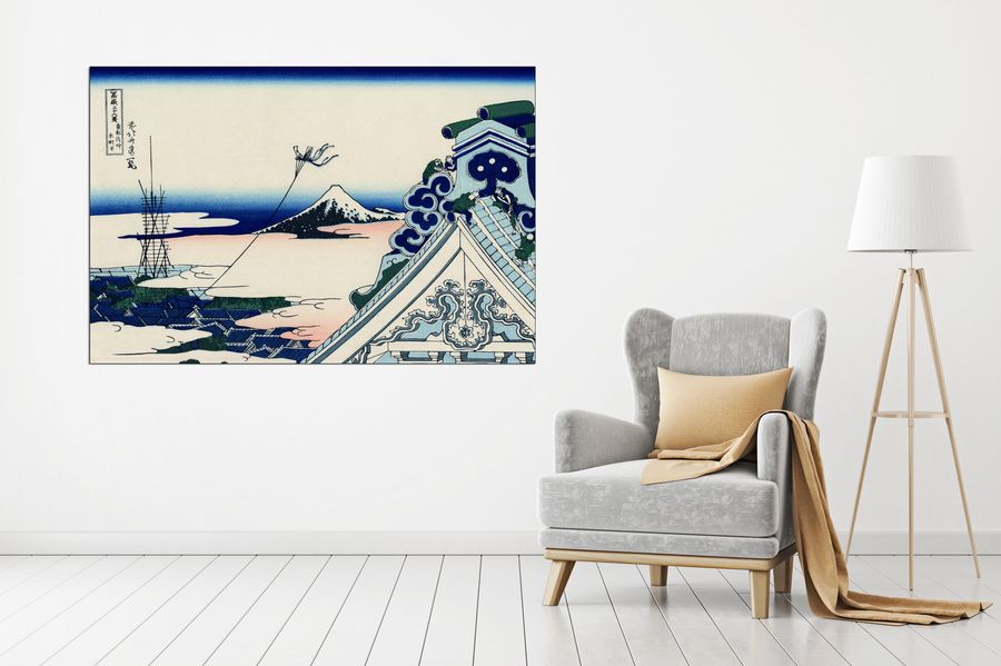 Hokusai Katsushika  - Asakusa Honganji temple, Decorative MDF Panel (135x90cm)
