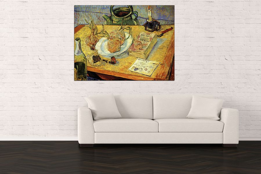 Van Gogh Vincent - Still Life Drawing Board Pipe Onions and Sealing-Wax, Decorative MDF Panel (120x90cm)
